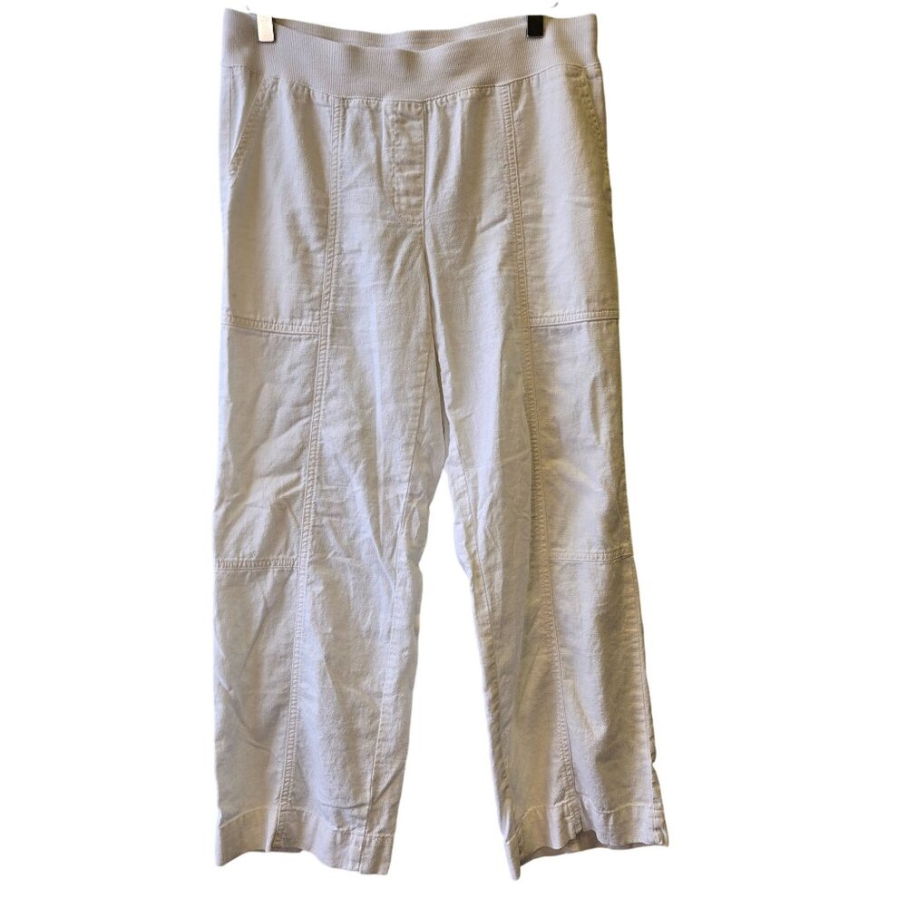 Valerie Stevens Womens White Linen Blend Pull-On Wide Leg Pants‎ 8P